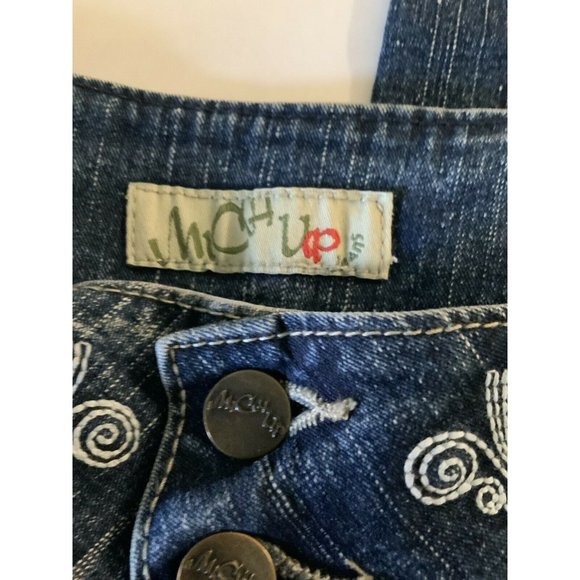 Blue Capri Jeans Solid Womens Embroidered 34X19" - Picture 3 of 6